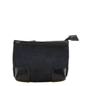 Gucci Pouch Black Leather GG Canvas